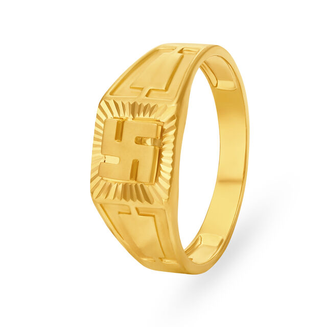 Religious 22 Karat Yellow Gold Swastika Finger Ring,,hi-res 