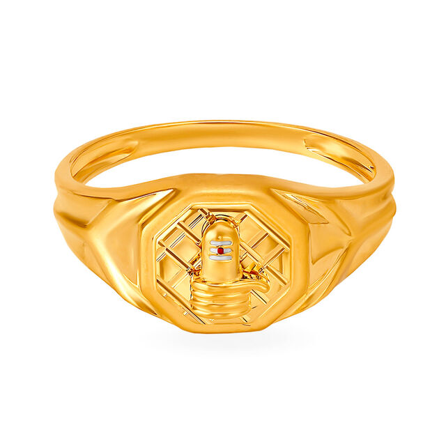 Divine Lord Shiva Lingam Gold Finger Ring for Men,,hi-res