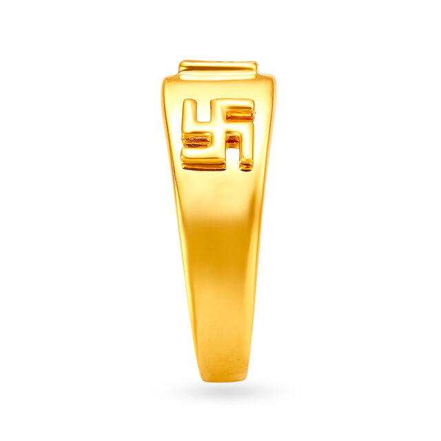 Geometric Gold Swastik Ring for Men,,hi-res 3