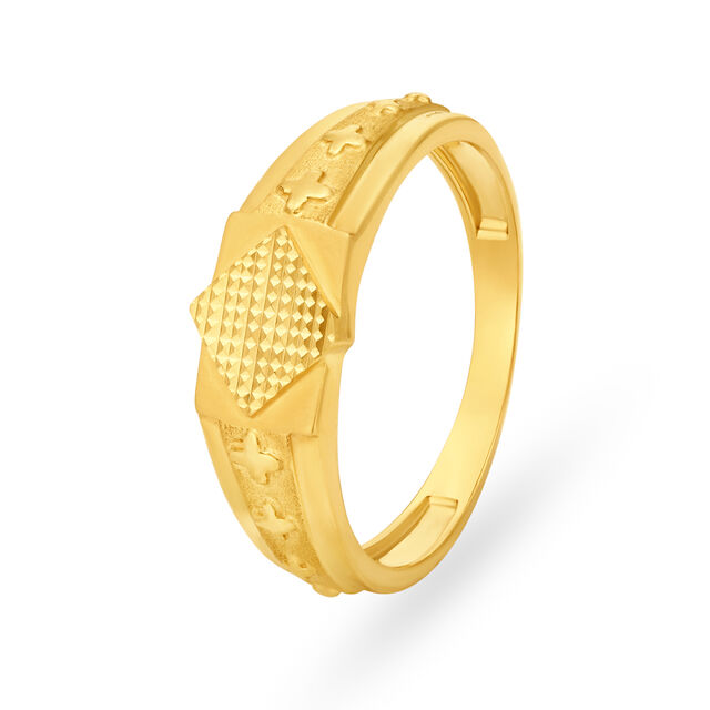 Eclectic 22 Karat Yellow Gold Floral Textured Finger Ring,,hi-res