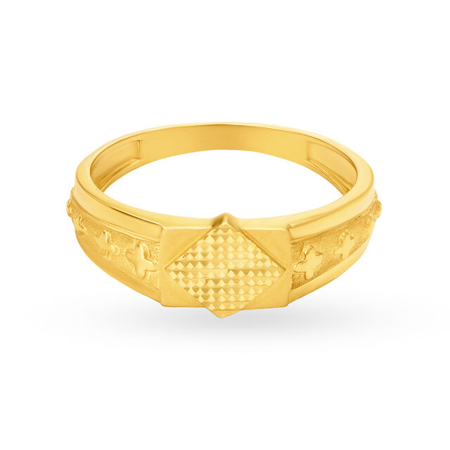 Eclectic 22 Karat Yellow Gold Floral Textured Finger Ring,,hi-res