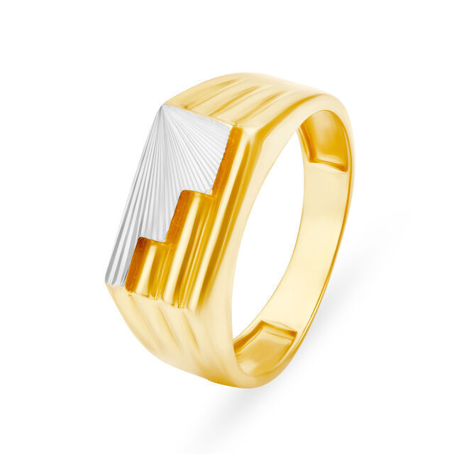 Stylish 22 Karat Yellow Gold Engraved Geometric Finger Ring