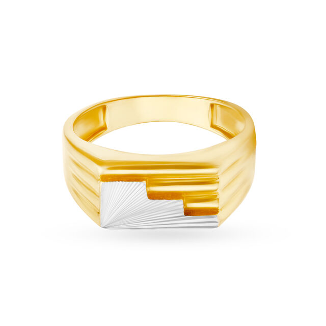 Stylish 22 Karat Yellow Gold Engraved Geometric Finger Ring