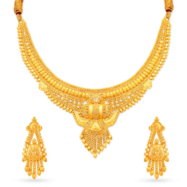 Opulent Rawa Work Gold Necklace Set,,hi-res