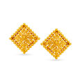 Ornate 22 Karat Yellow Gold Square Studs,,hi-res 