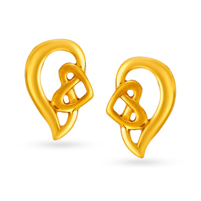 Contemporary Fancy Gold Heart Studs for Kids 