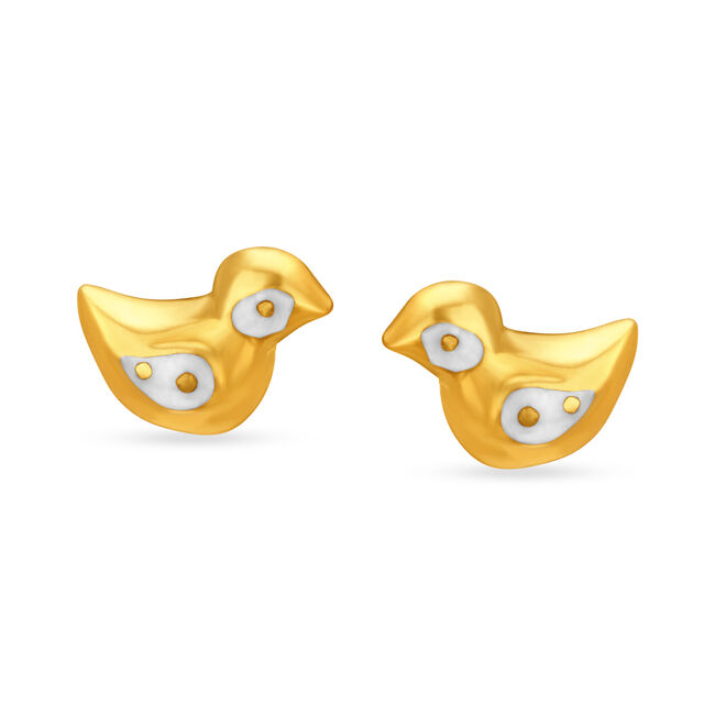 Adorable 22 Karat Gold And Enamel Bird-Shaped Studs,,hi-res 