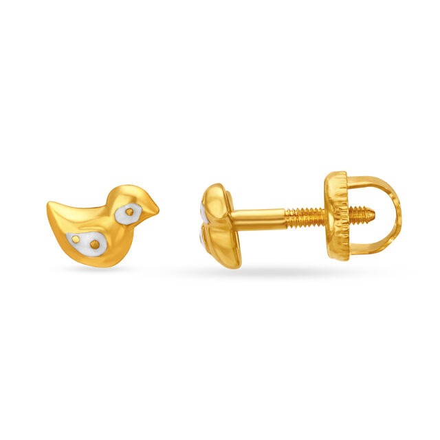Adorable 22 Karat Gold And Enamel Bird-Shaped Studs,,hi-res 2
