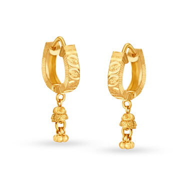 Splendent 22 Karat Yellow Gold Hoops With Danglers