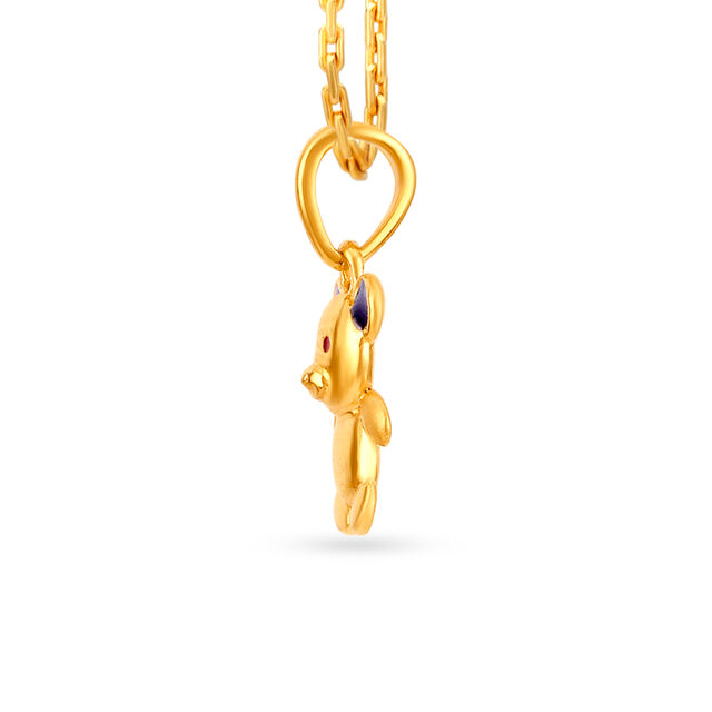Cute 22 Karat Gold And Enamel Bear Pendant