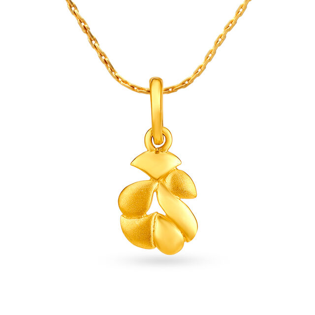 Assymetrical Floral Gold Pendant