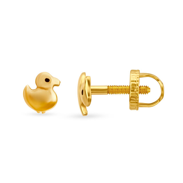 Charming Gold Duckling Stud Earrings for Kids 2