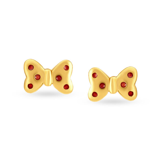 Adorable 22 Karat Yellow Gold Bow Shaped Stud Earrings