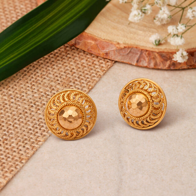 Classic Glossy Gold Stud Earrings 