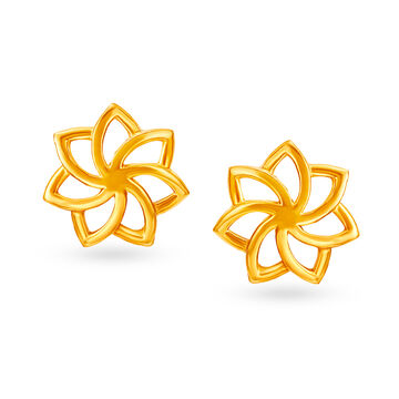 Radiant Sun Floral Gold Stud Earrings
