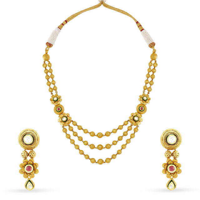 Hypnotising Floral Gold Necklace Set
