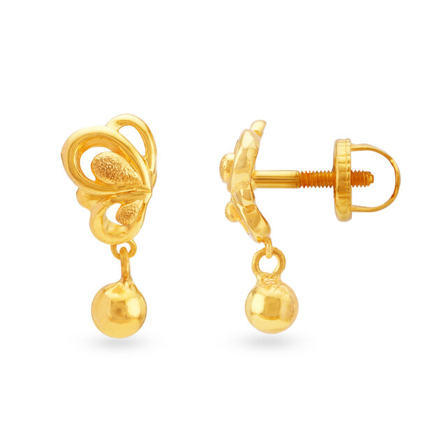 Stylised Rawa Work Teardrop Gold Drop Earrings 2
