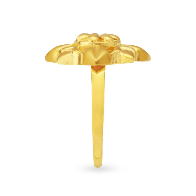 Enthralling 22 Karat Yellow Gold Floral Finger Ring,,hi-res