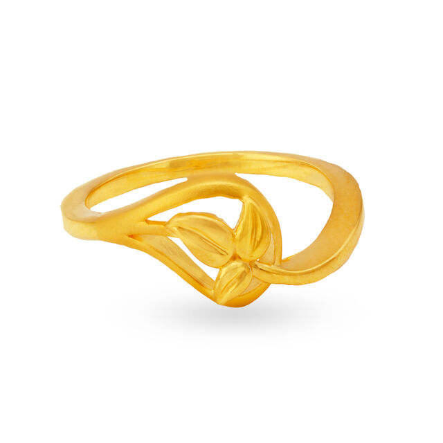Delightful 22 Karat Yellow Gold Leaf Finger Ring,,hi-res