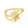 Stylish 22 Karat Yellow Gold Dual Flowers Finger Ring,,hi-res 2