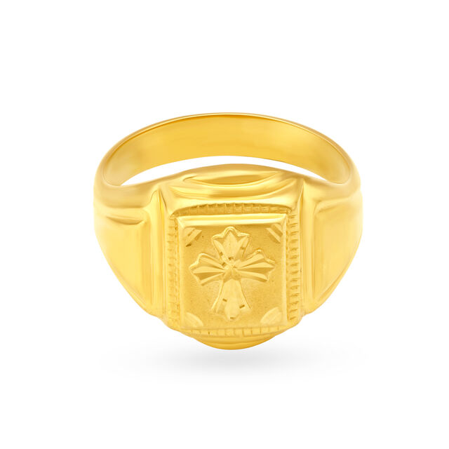 Spiritual 22 Karat Yellow Gold Cross Pattern Finger Ring,,hi-res 2