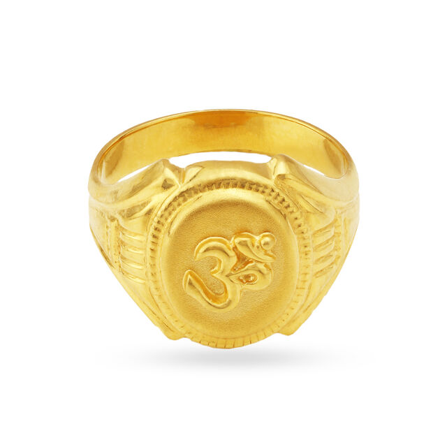 Religious 22 Karat Yellow Gold Om Finger Ring,,hi-res
