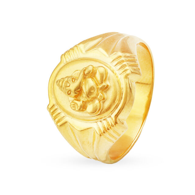 Textured Lord Ganesha Mens Finger Ring,,hi-res