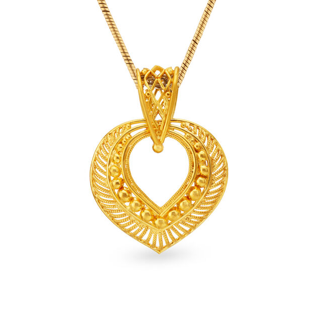Intricate Gold Teardrop Pendant 