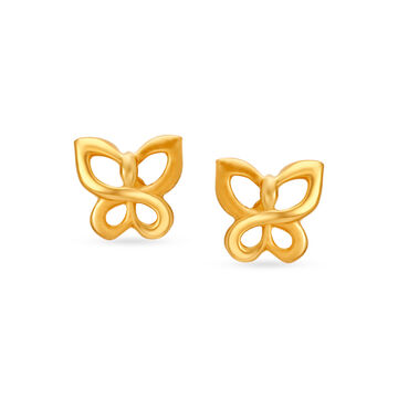 Butterfly Shaped Gold Stud Earrings