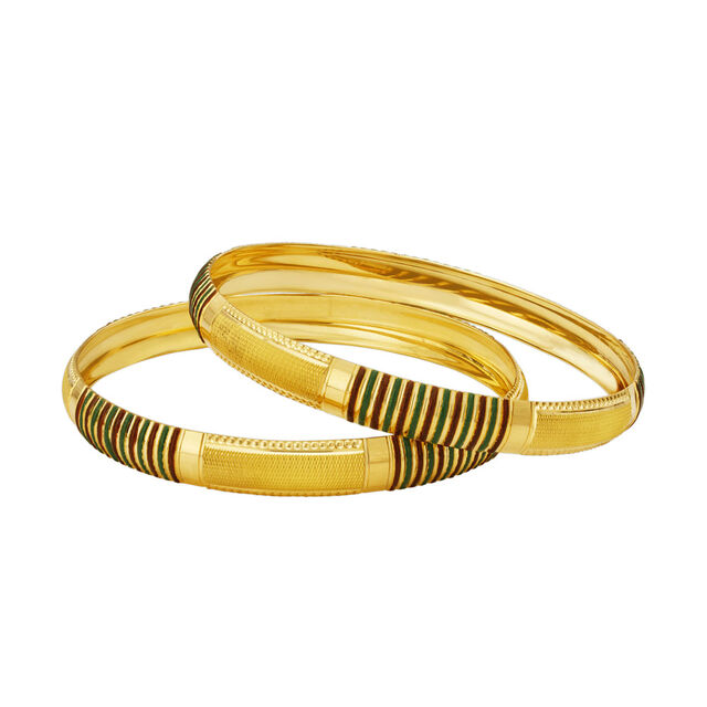 Esoteric Yellow Gold Ribbed Bangles,,hi-res 