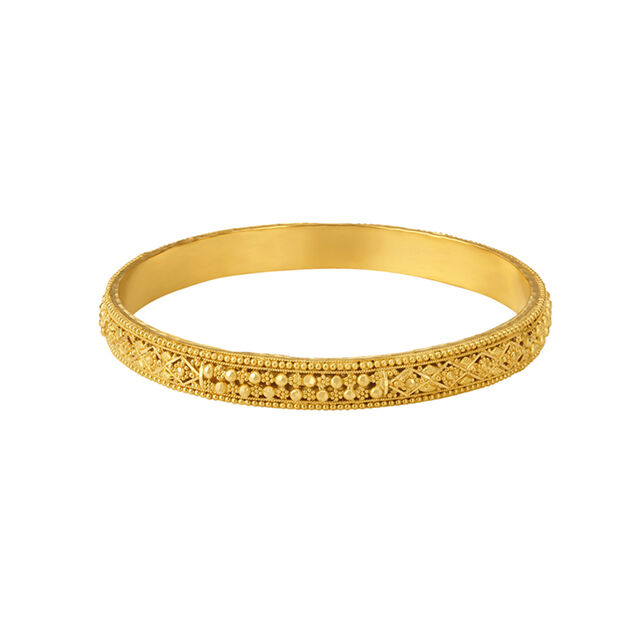 Glittering 22 Karat Yellow Gold Rhombus Bead Bangle 2