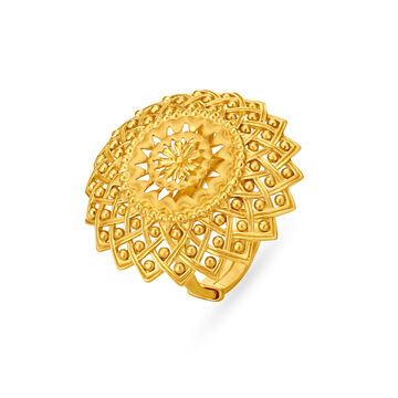 Majestic Floral Marigold Gold Finger Ring