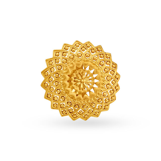 Majestic Floral Marigold Gold Finger Ring 2