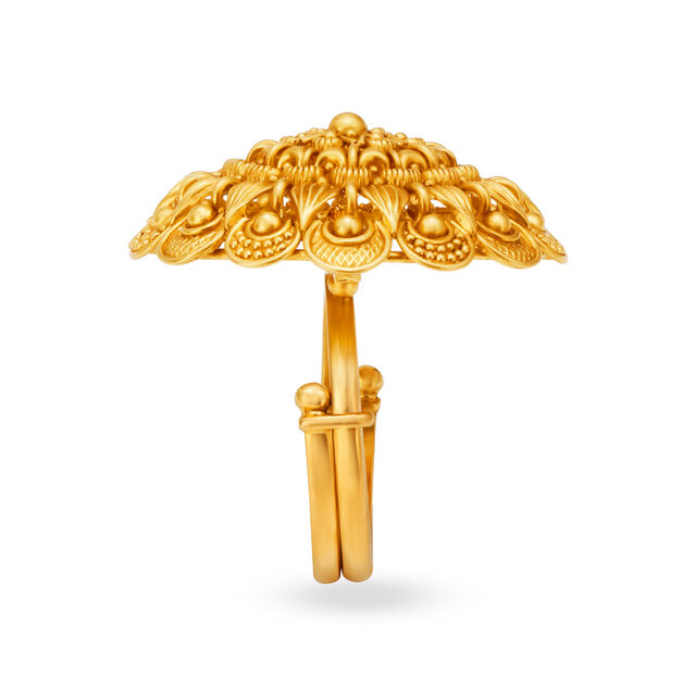 Opulent Floral Gold Finger Ring 4