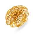 Whimsical 22 Karat Yellow Gold Floral Spiral Ring 