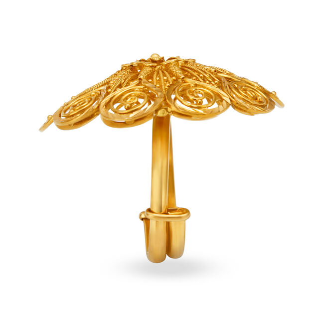 Whimsical 22 Karat Yellow Gold Floral Spiral Ring 3