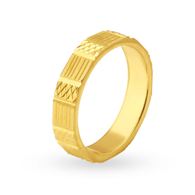 Elegant 22 Karat Yellow Gold Geometric Finger Ring,,hi-res