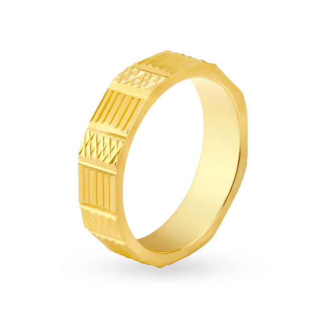 Ridged Gold Finger Ring for Men,,hi-res