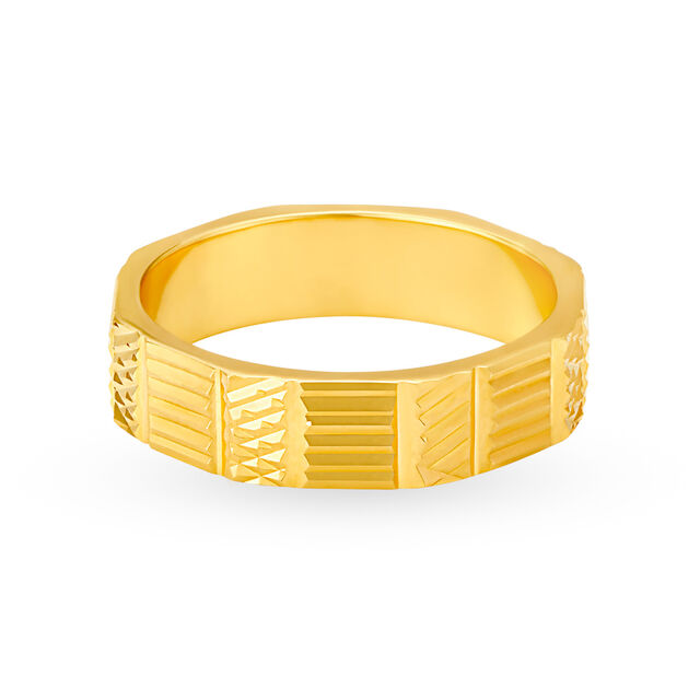 Ridged Gold Finger Ring for Men,,hi-res