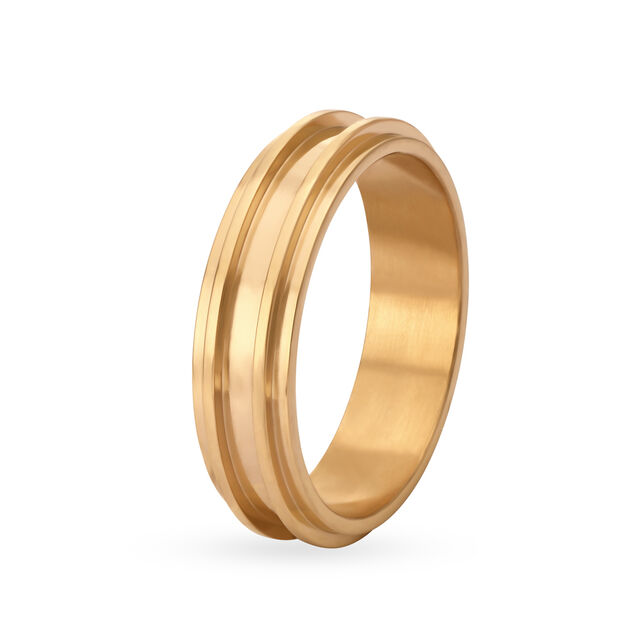 Minimalistic Ridged Gold Challa Ring for Men,,hi-res
