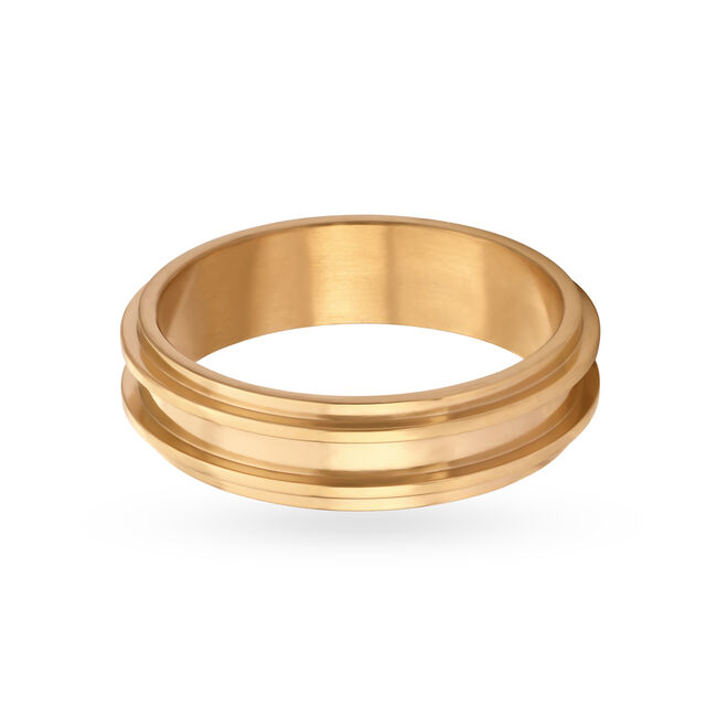 Minimalistic Ridged Gold Challa Ring for Men,,hi-res