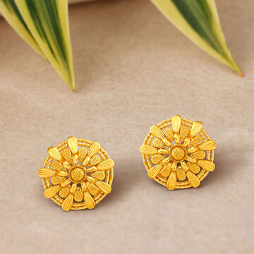Opulent Gold Floral Stud Earrings