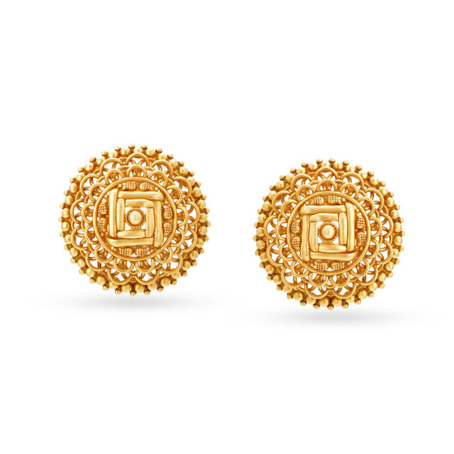 Spellbinding 22 Karat Yellow Gold Floral Studs 