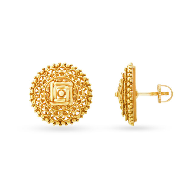 Spellbinding 22 Karat Yellow Gold Floral Studs 2
