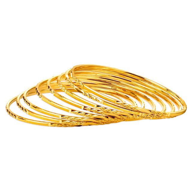Sleek Gold Diamond Cut Bangle Set