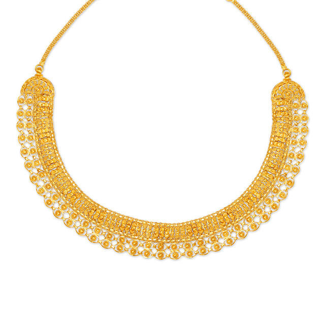 Exquisite Yellow Gold Necklace and Earring Set 2