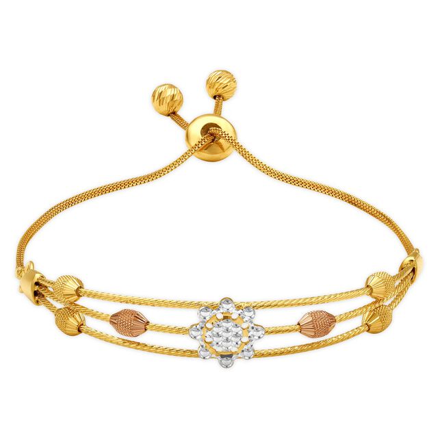 Studded Floral Gold Bracelet,,hi-res 