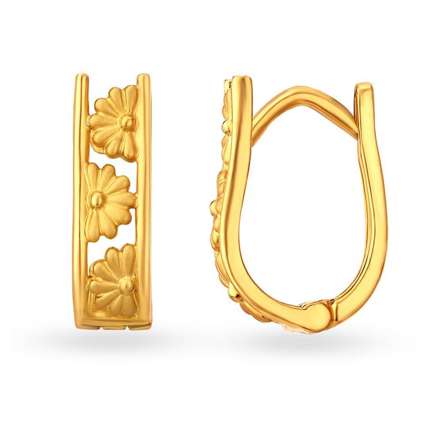 Contemporary Ornate Dainty Gold Hoop Bali Earrings 2