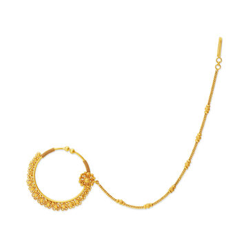 Majestic Yellow Gold Filigree Nath