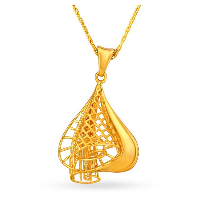 Contemporary Musical Note Gold Pendant,,hi-res